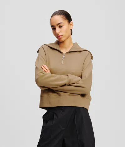 Karl Lagerfeld Half-zip Sweatshirt In Brown