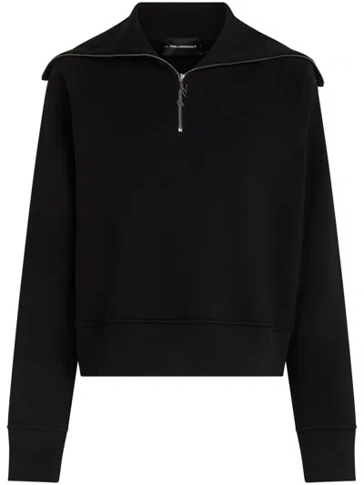 Karl Lagerfeld Half-zip Sweatshirt In Black