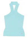 Karl Lagerfeld Halterneck Knit Tank Top In Blue