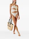 Karl Lagerfeld Flower Halter-neck Swimsuit In White