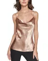 Karl Lagerfeld Womens Rhinestone Satin Camisole In Liquid Gold