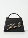 Karl Lagerfeld Medium Signature Leather Cross Body Bag In Gold