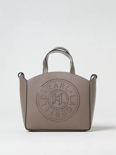 Karl Lagerfeld Large K/circle Perforated-design Tote Bag In Grey