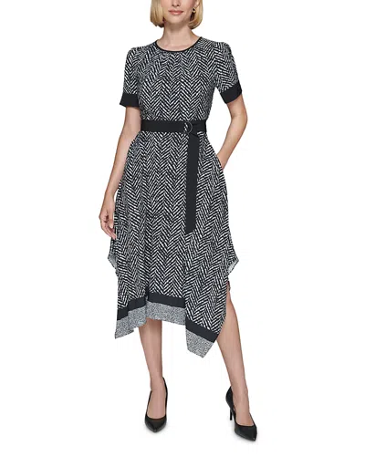 Karl Lagerfeld Handkerchief Hem Dress In Blk,sft Wt