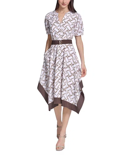 Karl Lagerfeld Hanky Hem Everyday Stretch Midi Dress In White
