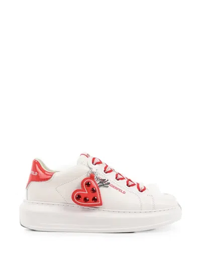 Karl Lagerfeld Heart-motif Logo-print Sneakers In White