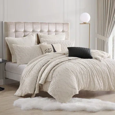 Karl Lagerfeld Heavenly Faux Fur King Duvet Set Ivory