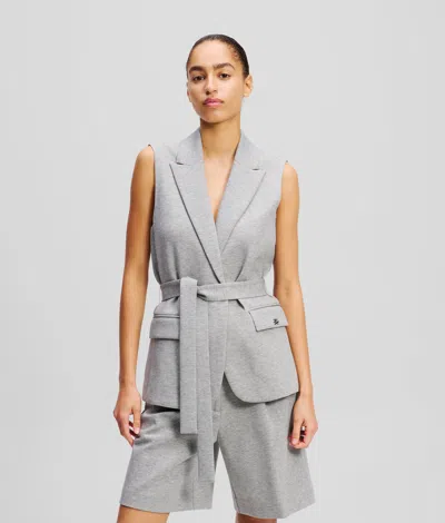 Karl Lagerfeld Heavyweight Jersey Gilet In Gray