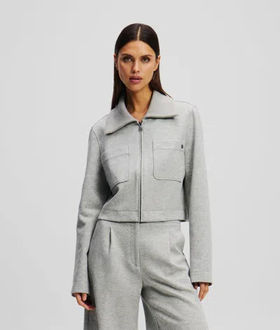 Karl Lagerfeld Heavyweight Jersey Jacket In Gray
