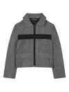 Karl Lagerfeld Herringbone-patterned Cropped Jacket In Gray