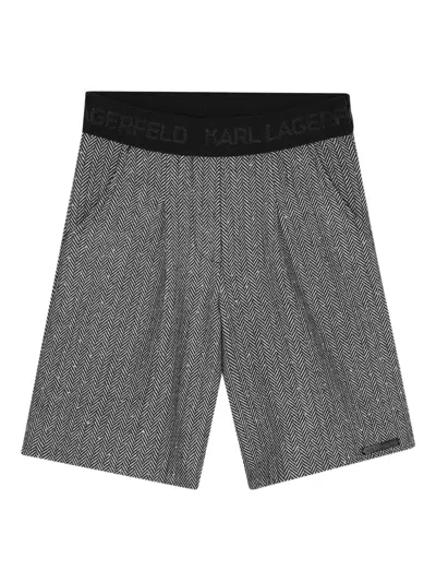 Karl Lagerfeld Herringbone-patterned Shorts In Gray