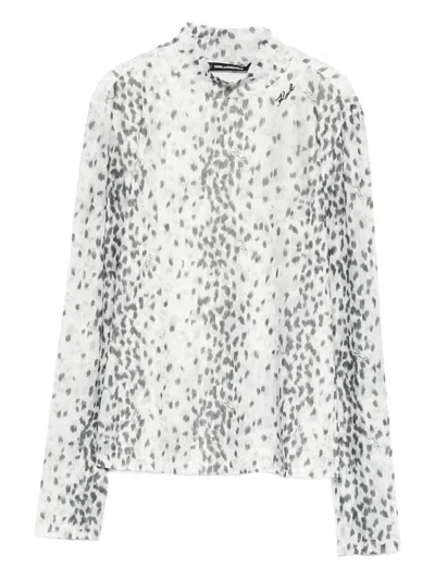 Karl Lagerfeld High-neck Blouse In White