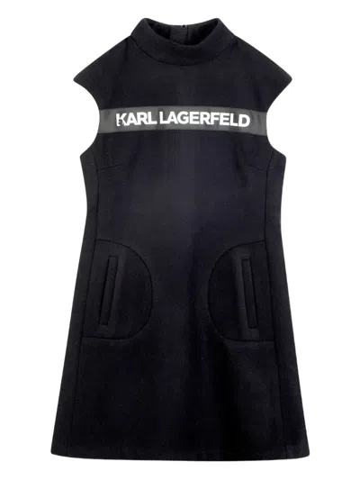 Karl Lagerfeld Kids' High-neck Sleeveless Dress In Black