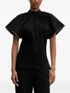Karl Lagerfeld High-neck Zip-trimmed Blouse In Black