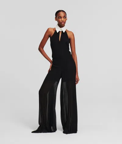 Karl Lagerfeld High-rise Pleated Pants In Black