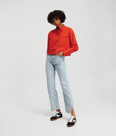 Karl Lagerfeld High-rise Split-hem Straight Jeans In Blue