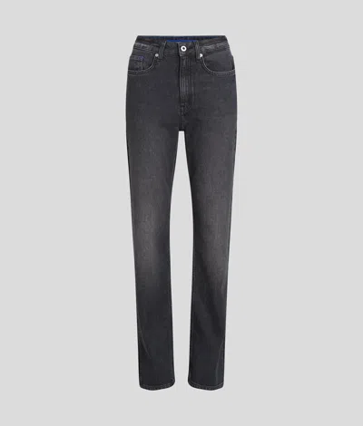 Karl Lagerfeld High Rise Split-hem Straight Jeans In Gray