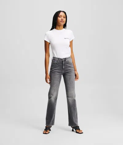 Karl Lagerfeld High-rise Straight Jeans In Gray