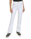 KARL LAGERFELD HIGH RISE STRAIGHT LEG ANKLE JEANS IN WHITE