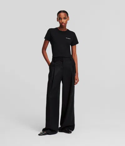 Karl Lagerfeld High-rise Wide-leg Pants In Black
