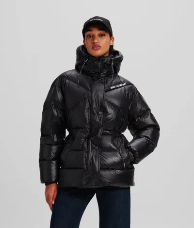 Karl Lagerfeld High-shine Puffer Jacket In Black