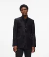 Karl Lagerfeld Band-collar Button Jacket In Black