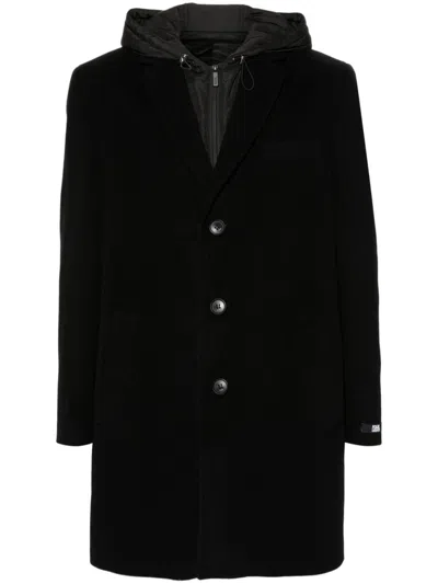 Karl Lagerfeld Hooded Coat In Black