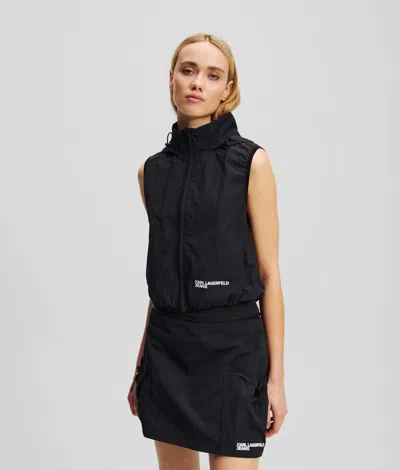 Karl Lagerfeld Hooded Gilet In Black