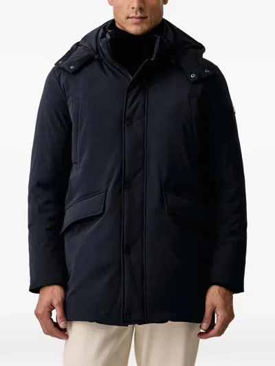 Karl Lagerfeld Hooded Logo-plaque Jacket In Blue