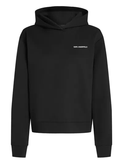 Karl Lagerfeld Hooded Long-sleeves Logo Hoodie In Black