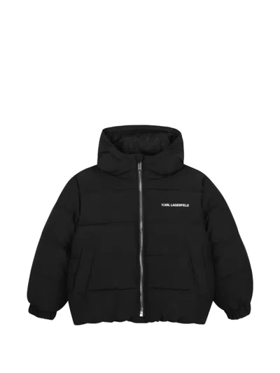 Karl Lagerfeld Kids' Hooded Padded Jacket In Black