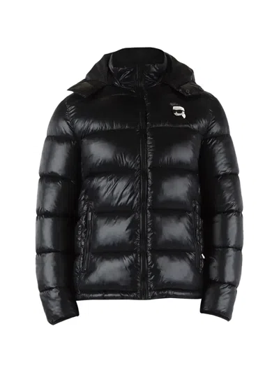 Karl Lagerfeld Hooded Padded Jacket In Black