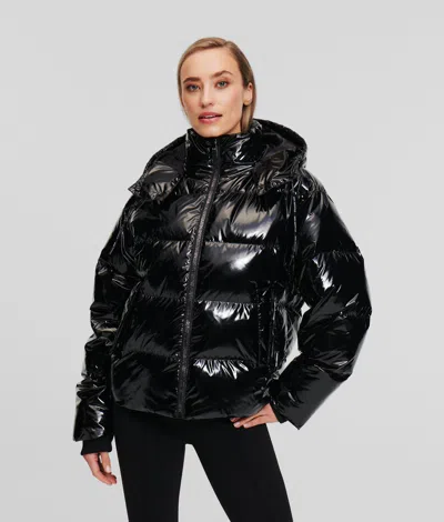 Karl Lagerfeld Hooded Puffer Jacket In Black