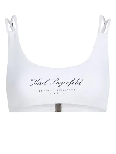 Karl Lagerfeld Hotel Karl Bandeau Bikini Top In White