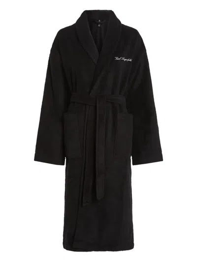 Karl Lagerfeld Hotel Karl Bathrobe In Black
