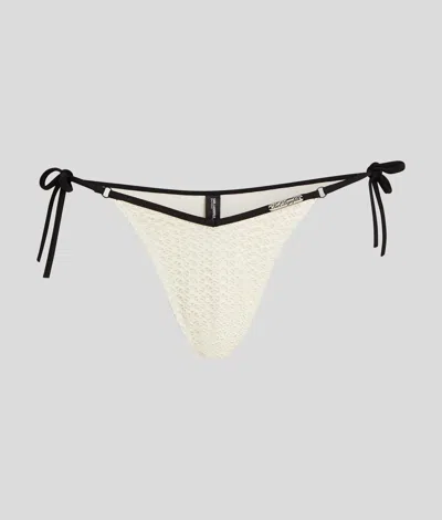 Karl Lagerfeld Hotel Karl Crochet Bikini Bottoms In White