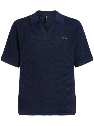 Karl Lagerfeld Hotel Karl Crochet Polo Shirt In Blue