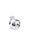 Karl Lagerfeld Hotel Karl Double Ring Woman Ring Silver Size S Brass, Glass In Silver