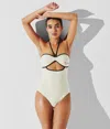 Karl Lagerfeld Hotel Karl Halter-neck Swimsuit In White