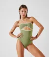Karl Lagerfeld Hotel Karl Halter-neck Swimsuit In Green