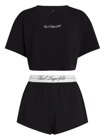 Karl Lagerfeld Hotel Karl Pajama Set In Black