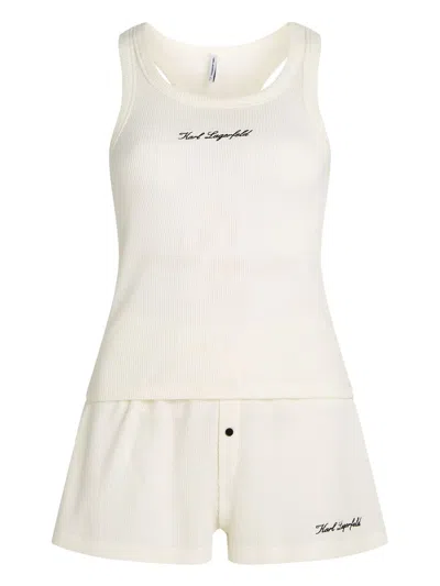 Karl Lagerfeld Hotel Karl Pajama Set In White