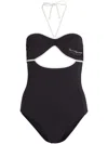 Karl Lagerfeld Hotel Karl Halter-neck Swimsuit In Black