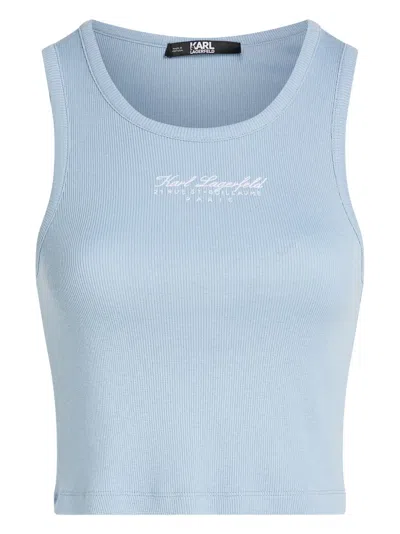 Karl Lagerfeld Hotel Karl Organic Cotton Tank Top In Blue