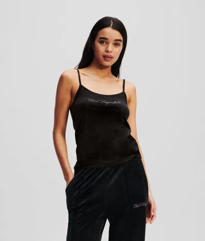 Karl Lagerfeld Hotel Karl Velour Camisole In Black