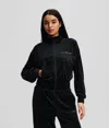 Karl Lagerfeld Hotel Karl Velour Zip-up Sweatshirt In Black