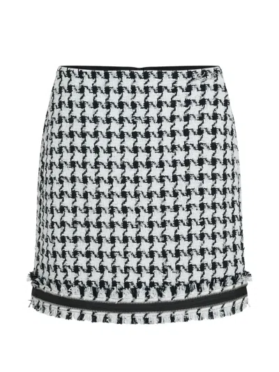 Karl Lagerfeld Houndstooth Bouclé Mini Skirt In White
