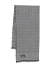 Karl Lagerfeld Houndstooth-check Wool Scarf In Gray