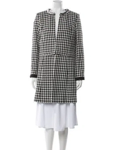 Pre-owned Karl Lagerfeld Houndstooth Print Coat In Black