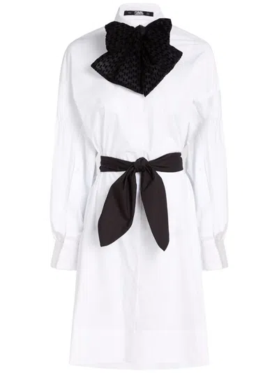 Karl Lagerfeld Hun's Pick Necktie Shirtdress In White